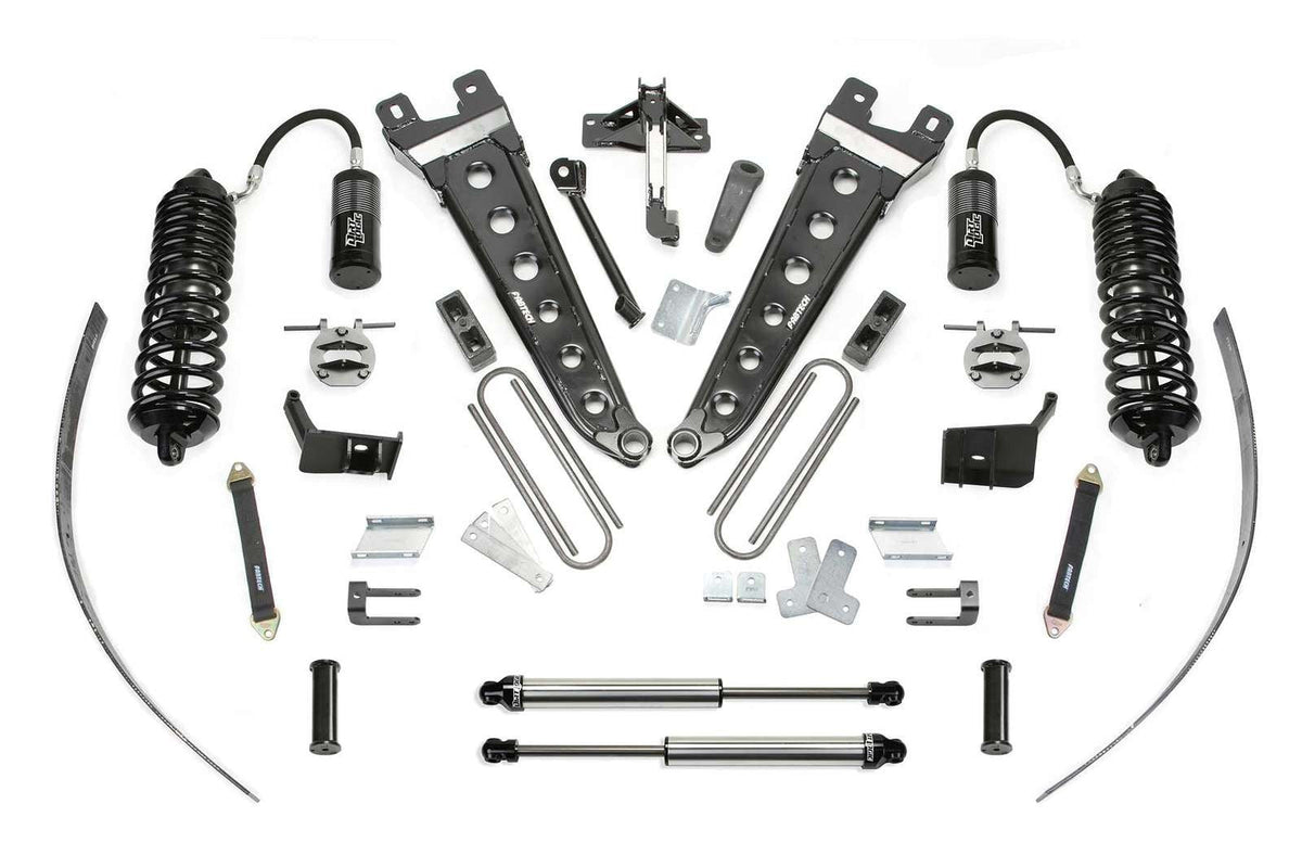 Fabtech 8" Radius Arm System w/Front Dirt Logic 4.0 Coilovers w/Reservoir & Rear 2.25 Shocks Kit for 2017-2024 Ford F250 Super Duty 4WD w/8.0" lift w/Overload