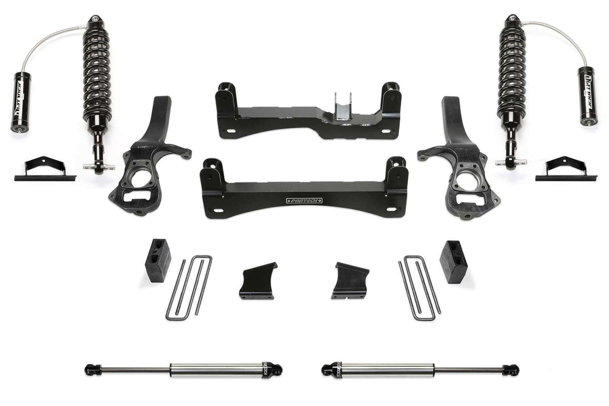 Fabtech 6" Performance System w/Front Dirt Logic 2.5 Coilovers w/Reservoir & Rear 2.25 Shocks Kit for 2019-2024 Chevrolet Silverado 1500 RWD w/6" lift