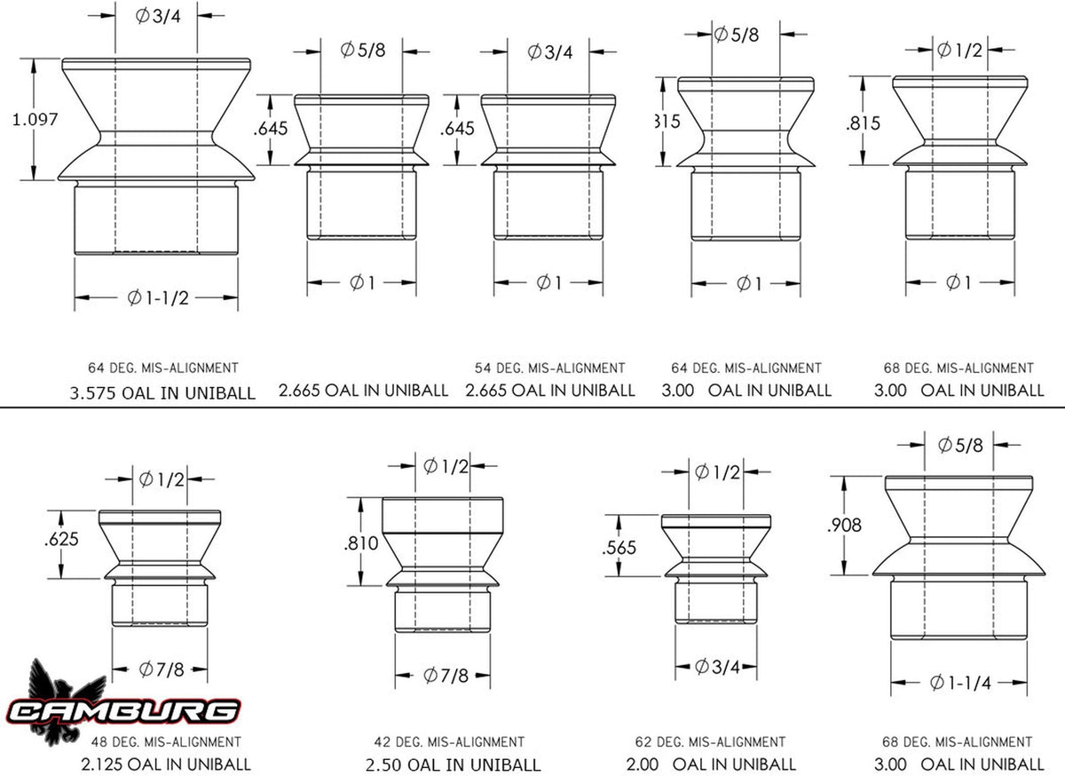 Camburg 7/8" x 1/2" Hi-misalignment Spacers (pair)