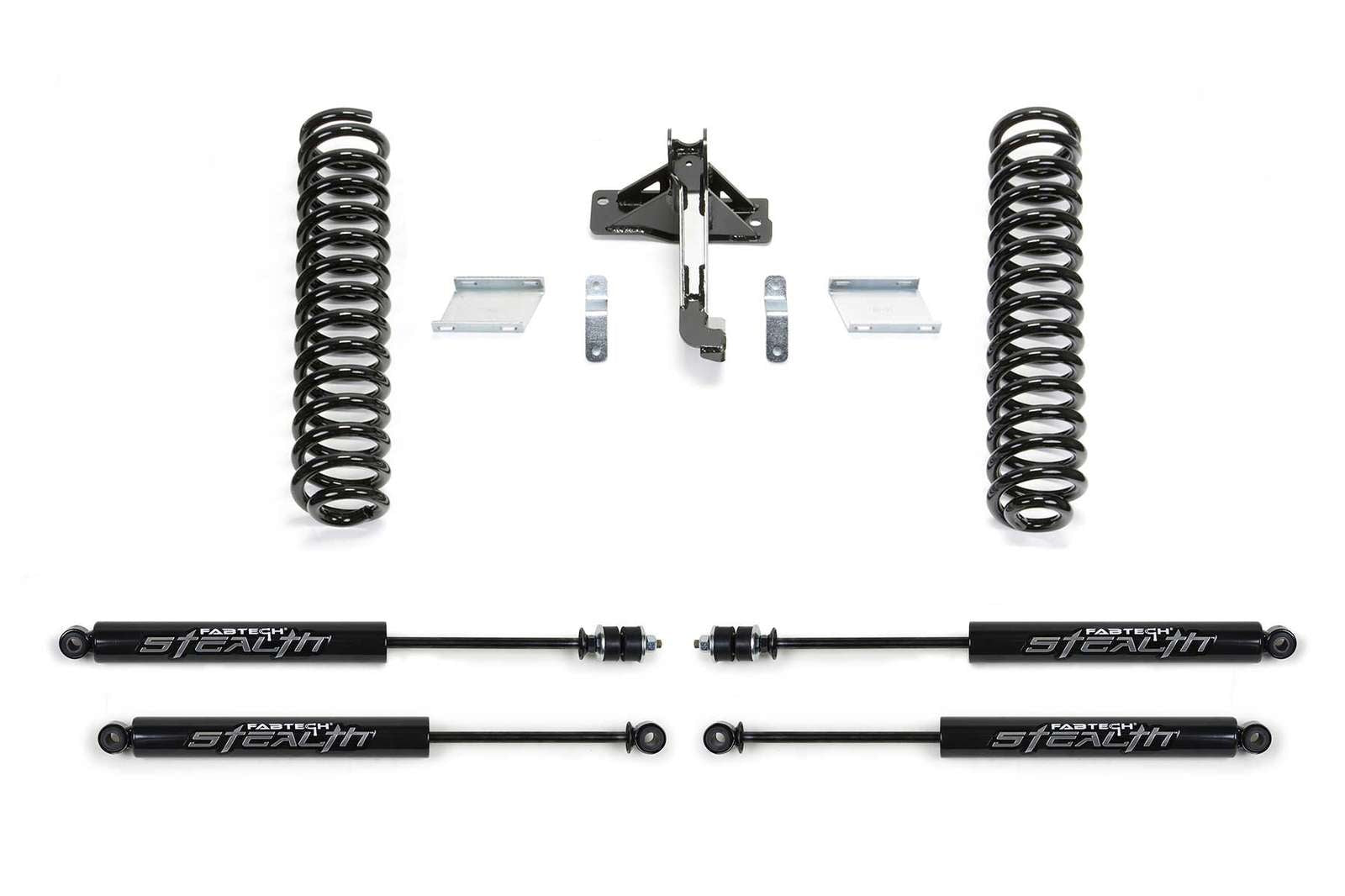 Fabtech 2.5" Budget Lift Kit w/Stealth Shocks for 2017-2024 Ford F250 Super Duty 4WD w/2.5" lift
