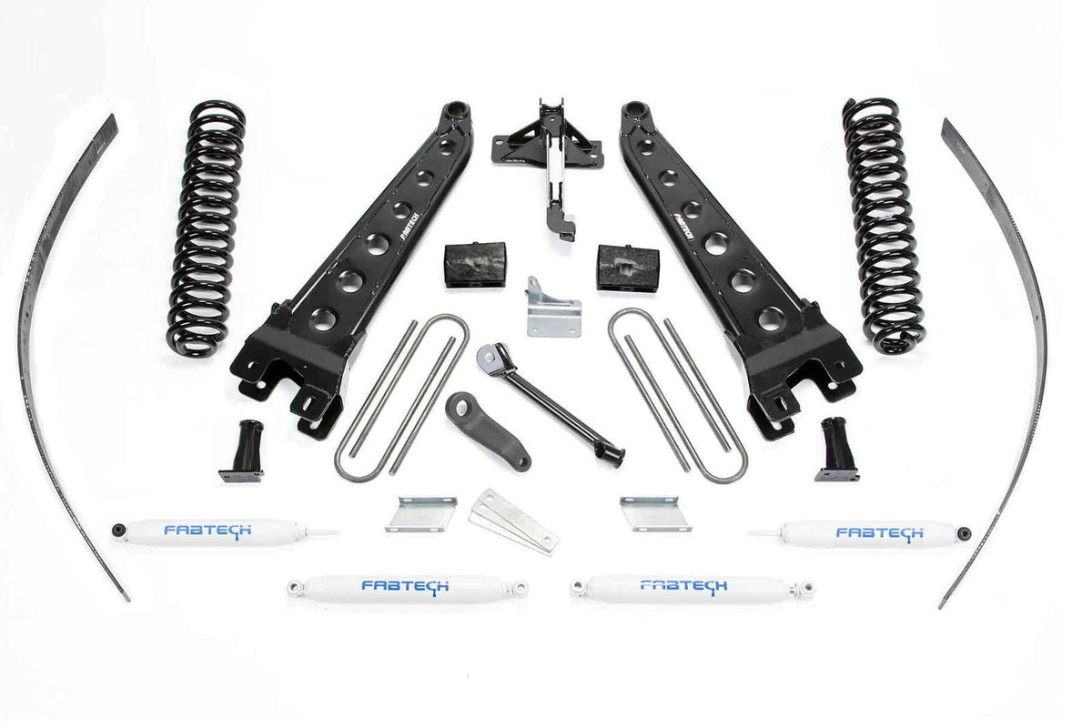 Fabtech 8" Radius Arm System w/Performance Shocks Kit for 2008-2016 Ford F350 Super Duty 4WD w/8.0" lift w/Overload