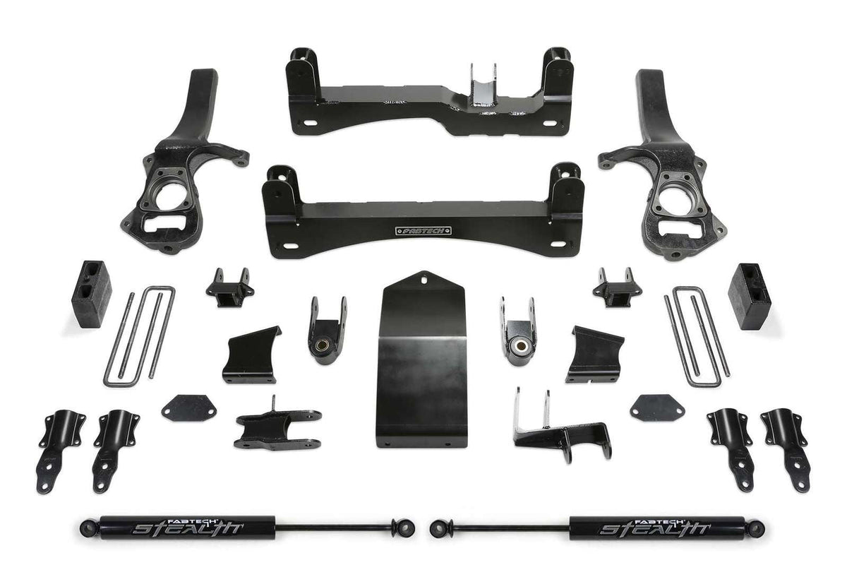 Fabtech 6" Basic System w/Rear Stealth Shocks Kit for 2019-2024 Chevrolet Silverado 1500 4WD w/6" lift