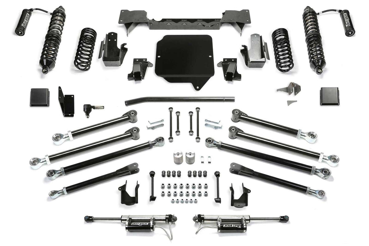 Fabtech 5" Crawler Lift Kit w/Front Dirt Logic 2.5 Coilovers w/Reservoir & Rear Dirt Logic 2.25 Shocks w/Reservoir for 2020-2024 Jeep Gladiator 4WD w/5" lift