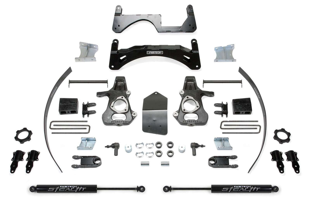 Fabtech 6" Basic System w/Rear Stealth Shocks Kit for 2014-2018 GMC Sierra 1500 4WD RWD w/6" lift