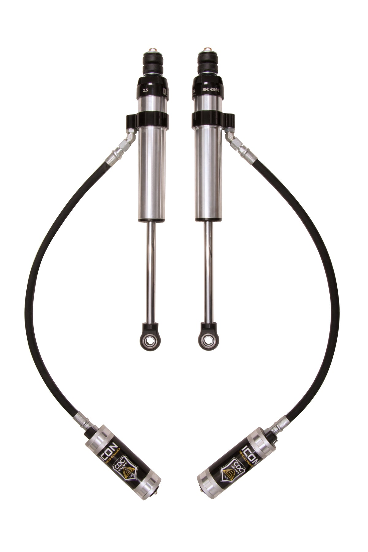 Icon 2.5 Remote Reservoir CDCV Shocks Pair for 2008-2011 Toyota Land Cruiser w/2" lift