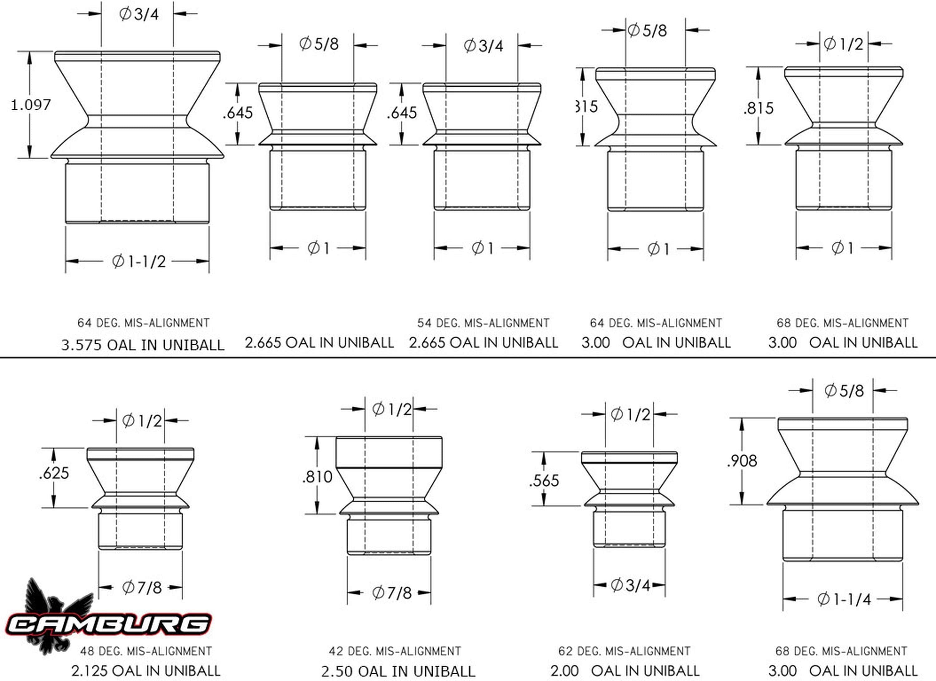 Camburg 1.00" x 1/2" Tall Hi-misalignment Spacers (pair)