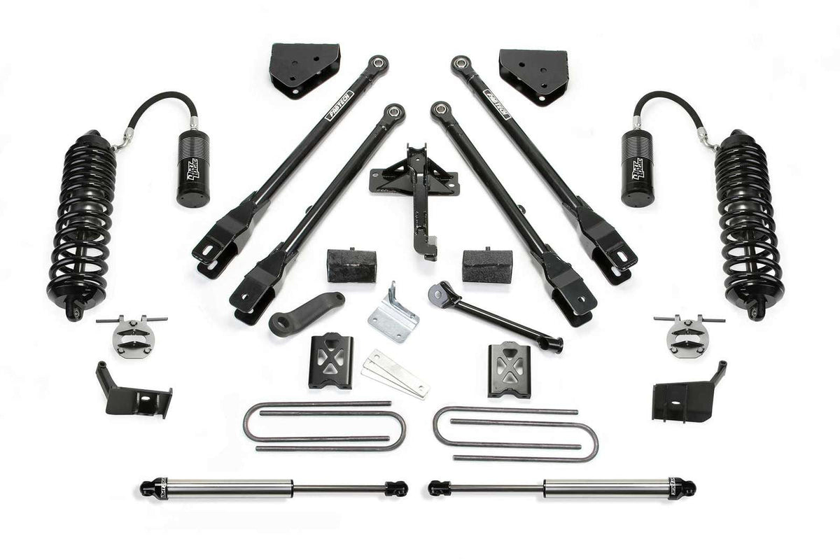 Fabtech 4" 4 Link System w/Front Dirt Logic 4.0 Coilovers w/Reservoir & Rear 2.25 Shocks Kit for 2008-2016 Ford F250 Super Duty 4WD w/4" lift