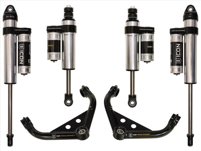 Icon 0-2" 2.5 Front CDCV Reservoir Shocks System w/ UCA Kit for 2011-2019 GMC Sierra 2500 HD 4WD RWD