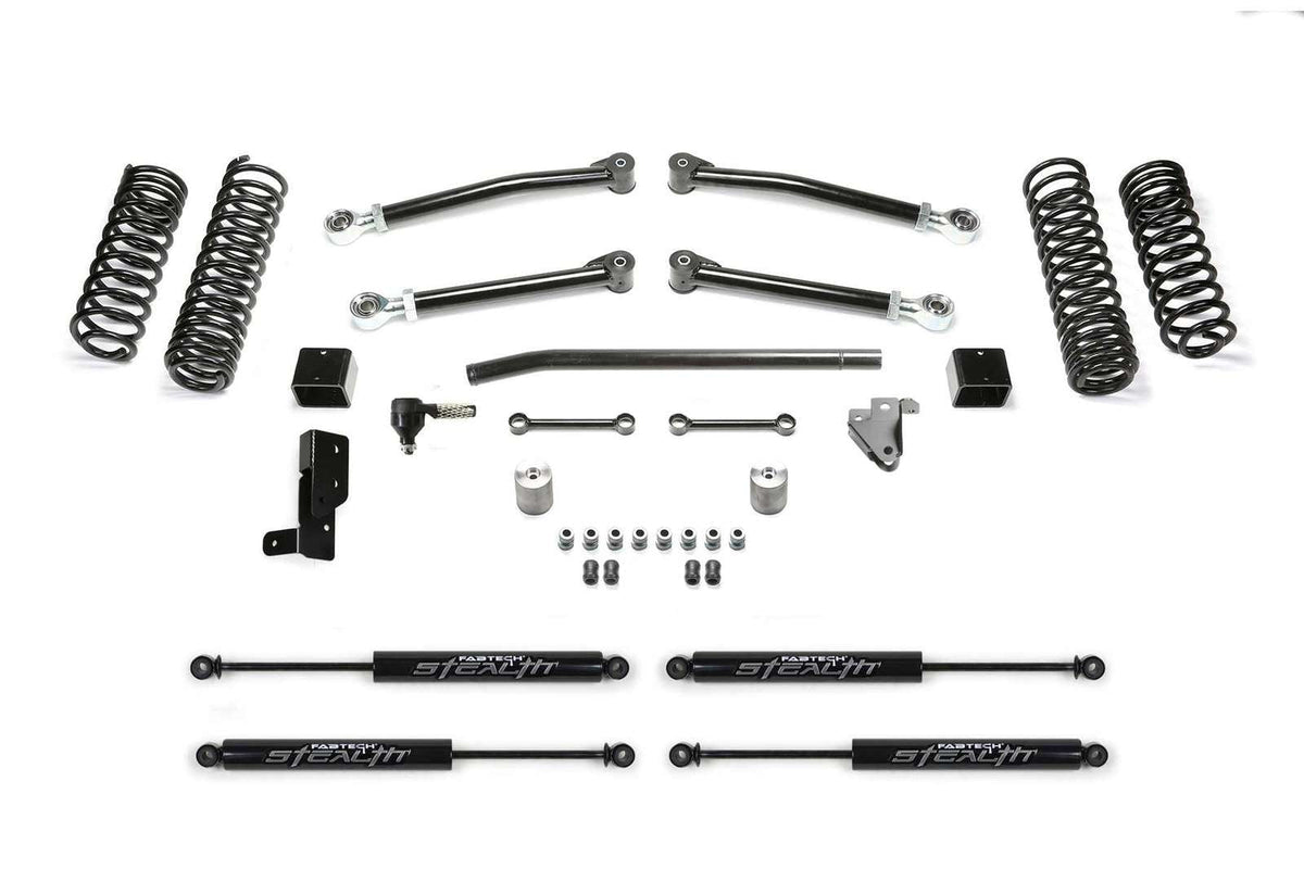 Fabtech 3" Trail System w/Stealth Shocks Kit for 2018-2024 Jeep Wrangler JL 4WD w/3" lift