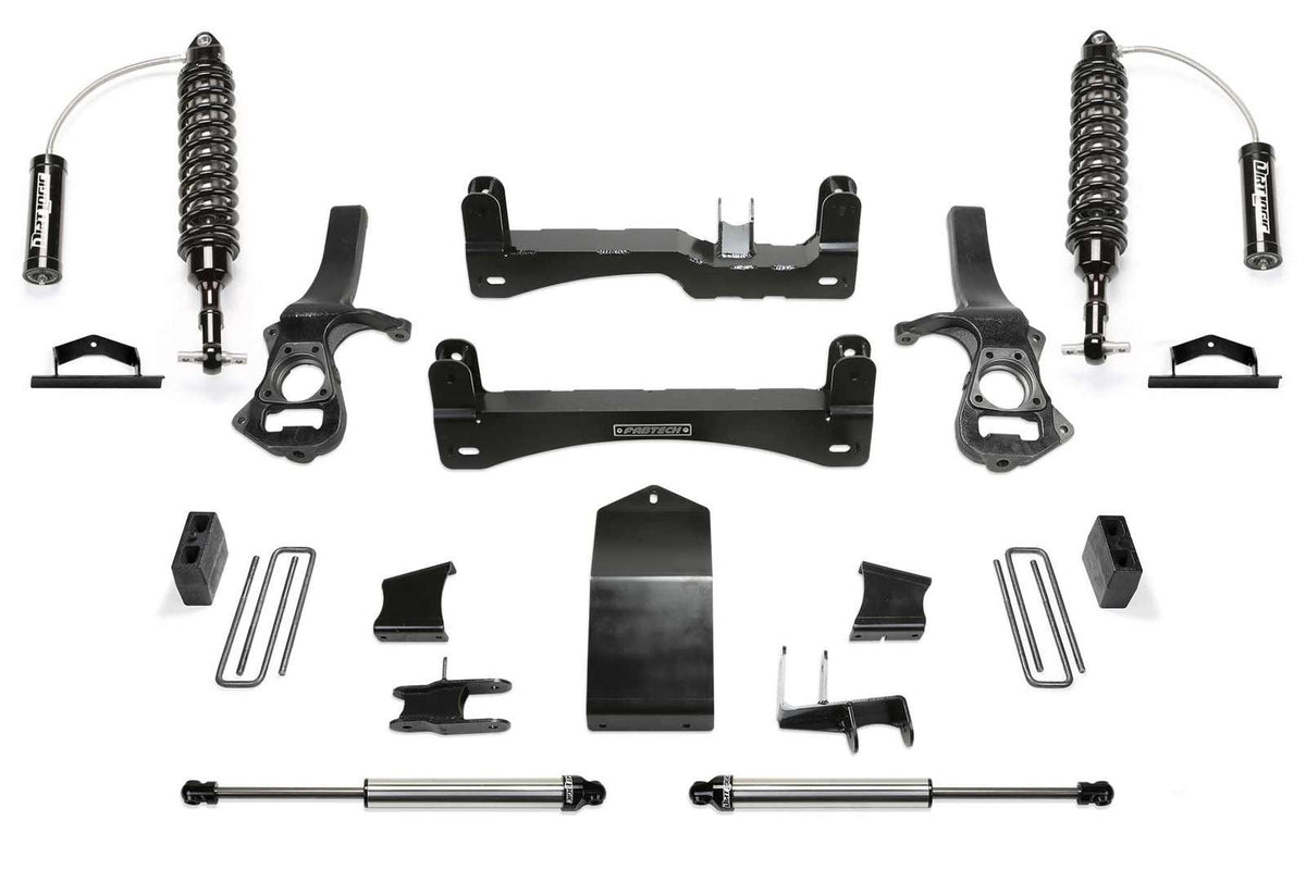 Fabtech 6" Performance System w/Front Dirt Logic 2.5 Coilovers w/Reservoir & Rear 2.25 Shocks Kit for 2019-2024 Chevrolet Silverado 1500 4WD w/6" lift