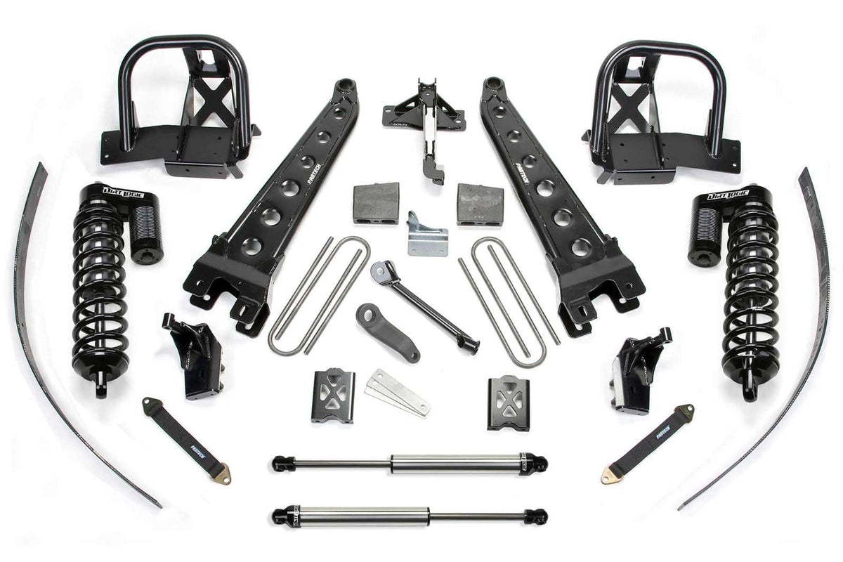 Fabtech 8" Radius Arm System w/Dirt Logic 4.0 Coilovers & Rear 2.25 Shocks Kit for 2008-2016 Ford F250 Super Duty 4WD w/8.0" lift w/Overload