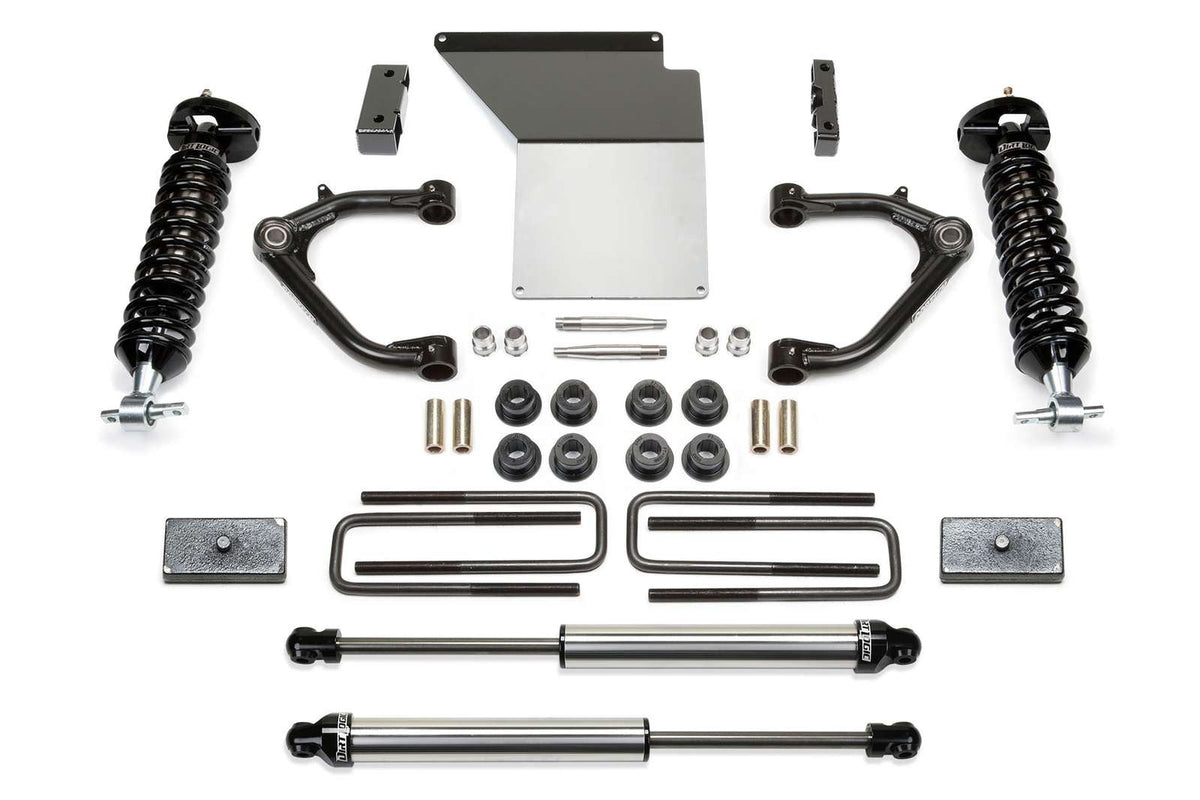 Fabtech 3" Uniball UCA Lift Kit w/Front Dirt Logic 2.5 Coilovers & Rear 2.25 Shocks for 2007-2014 Chevrolet Silverado 1500 4WD RWD w/3" lift