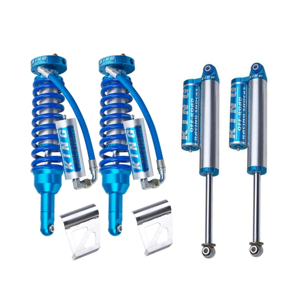 King Shocks 2.5 Performance Coilovers w/ Remote Reservoir + Rear Reservoir Shocks Set for 2007-2018 GMC Sierra 1500 4WD w/6" lift