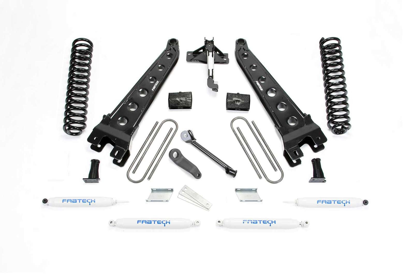 Fabtech 4" Radius Arm System w/Performance Shocks Kit for 2017-2024 Ford F250 Super Duty 4WD w/4" lift