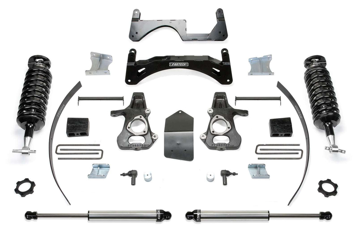 Fabtech 6" Performance System w/Front Dirt Logic 4.0 Coilovers & Rear 2.25 Shocks Kit for 2014-2018 Chevrolet Silverado 1500 4WD RWD w/6" lift