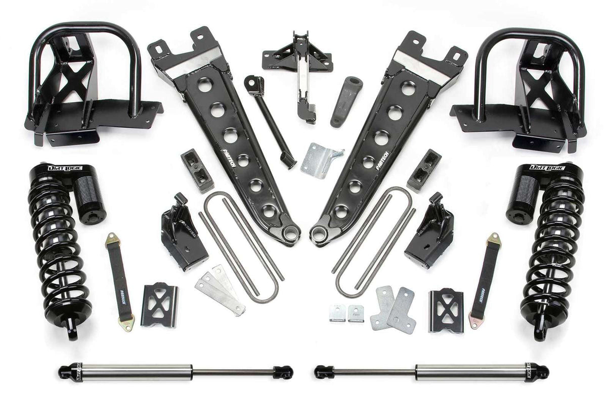 Fabtech 6" Radius Arm System w/Dirt Logic 4.0 Coilovers & Rear 2.25 Shocks Kit for 2008-2016 Ford F350 Super Duty 4WD w/6" lift