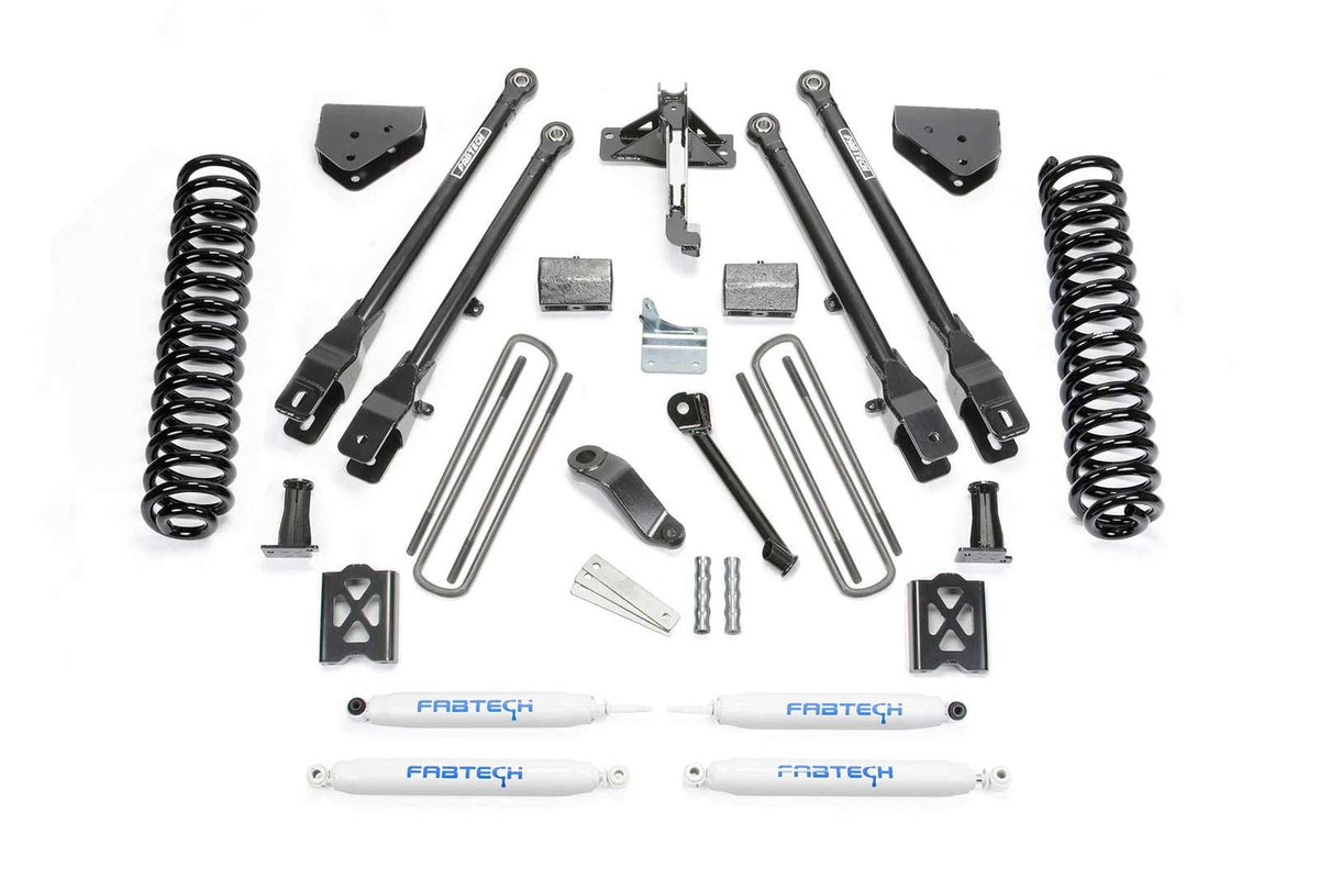Fabtech 6" 4 Link System w/Performance Shocks Kit for 1999-2004 Ford F250 Super Duty 4WD w/6" lift w/Overload