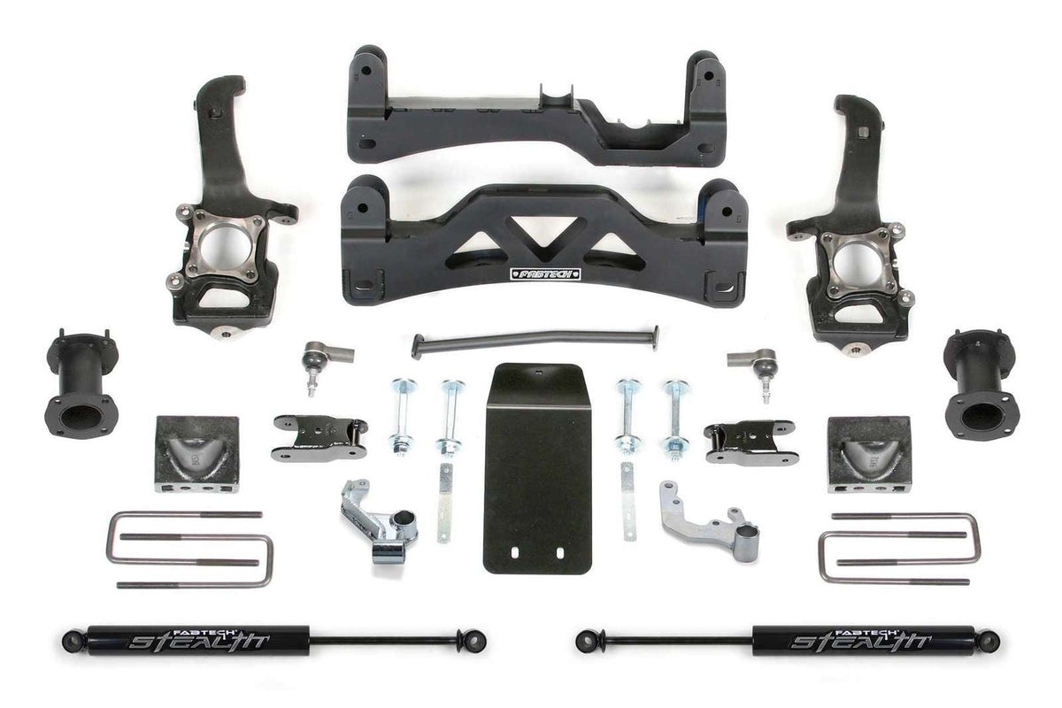 Fabtech 6" Basic System w/Front Stock Coilover Spacers & Rear Stealth Shocks Kit for 2009-2014 Ford F150 4WD w/6" lift