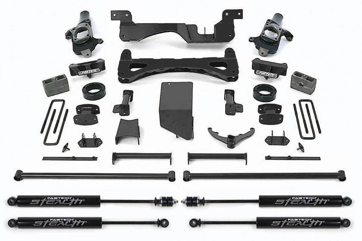 Fabtech 6" Performance System w/Stealth Shocks Kit for 2001-2010 GMC Sierra 2500 HD 4WD RWD w/6" lift