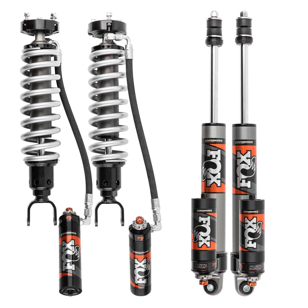 Fox 2.5 Performance Elite Adjustable Coilover w/ Reservoir + Rear Shocks Set for 2019-2024 Ram 1500