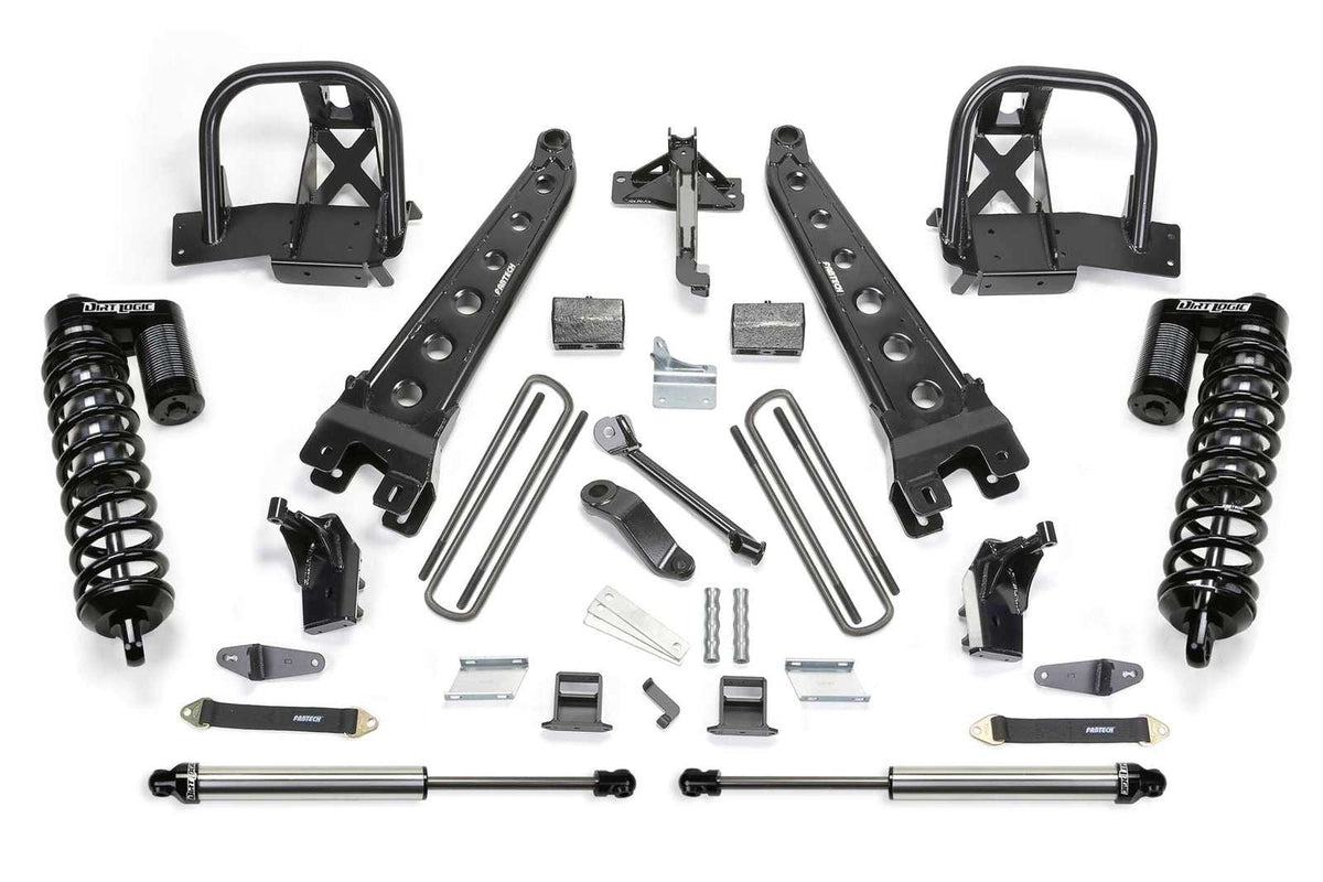 Fabtech 6" Radius Arm System w/Front Dirt Logic 4.0 Coilovers & Rear 2.25 Shocks Kit for 2008-2016 Ford F350 Super Duty 4WD w/6" lift 8-Lug