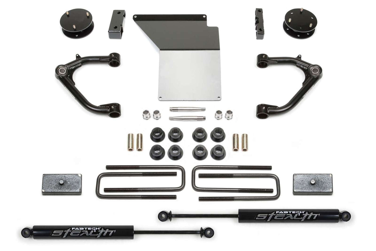 Fabtech 3" Uniball UCA Lift Kit w/Rear Stealth Shocks for 2007-2014 GMC Sierra 1500 4WD RWD w/3" lift