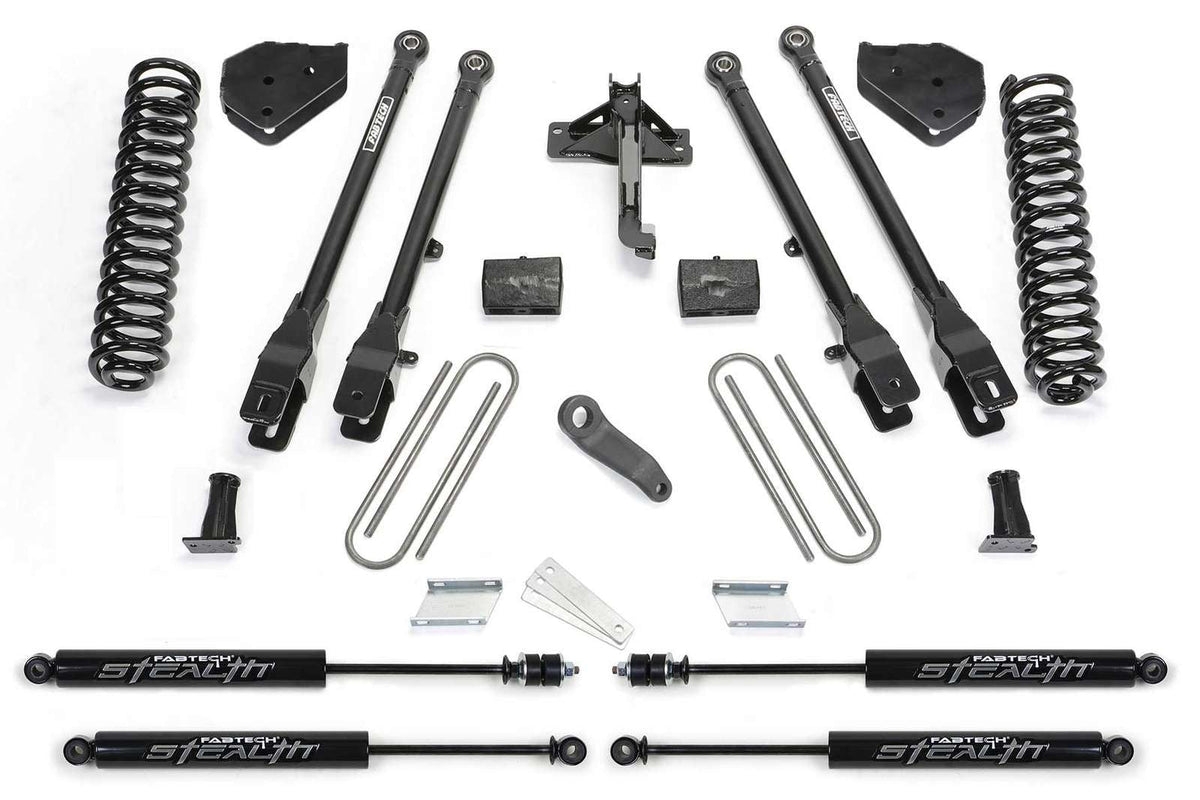 Fabtech 6" 4 Link System w/Stealth Shocks Kit for 2017-2024 Ford F350 Super Duty 4WD w/6" lift