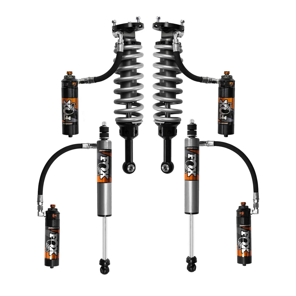 Fox 2.5 Performance Elite Adjustable Coilover w/ Reservoir + Rear Shocks Set for 2005-2023 Toyota Tacoma 4WD RWD w/1-2" lift