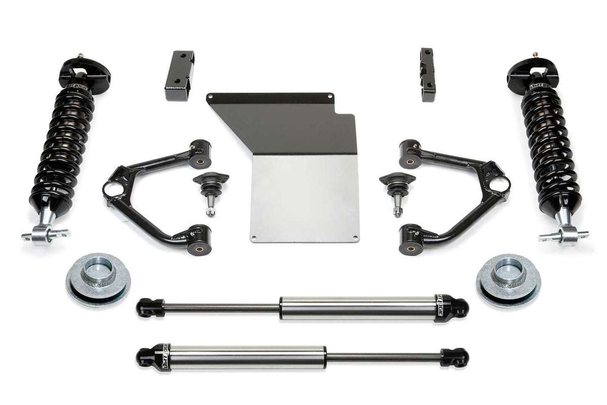 Fabtech 4" Budget UCA System w/Front Dirt Logic 2.5 Coilovers & Rear 2.25 Shocks Kit for 2007-2014 GMC Yukon 4WD RWD w/4" lift