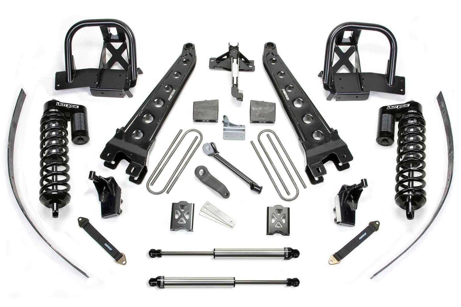 Fabtech 8" Radius Arm System w/Dirt Logic 4.0 Coilovers & Rear 2.25 Shocks Kit for 2008-2016 Ford F250 Super Duty 4WD w/8.0" lift