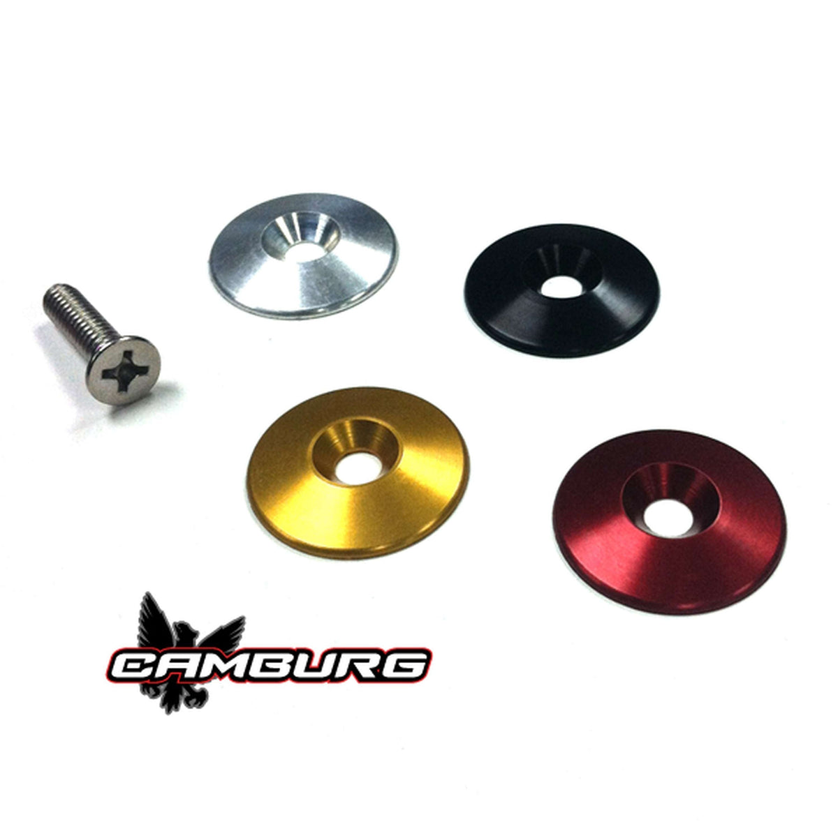 Camburg Red Fender Washer 10 Pack (aluminum washer, bolt, body clip, 1/8" tab)