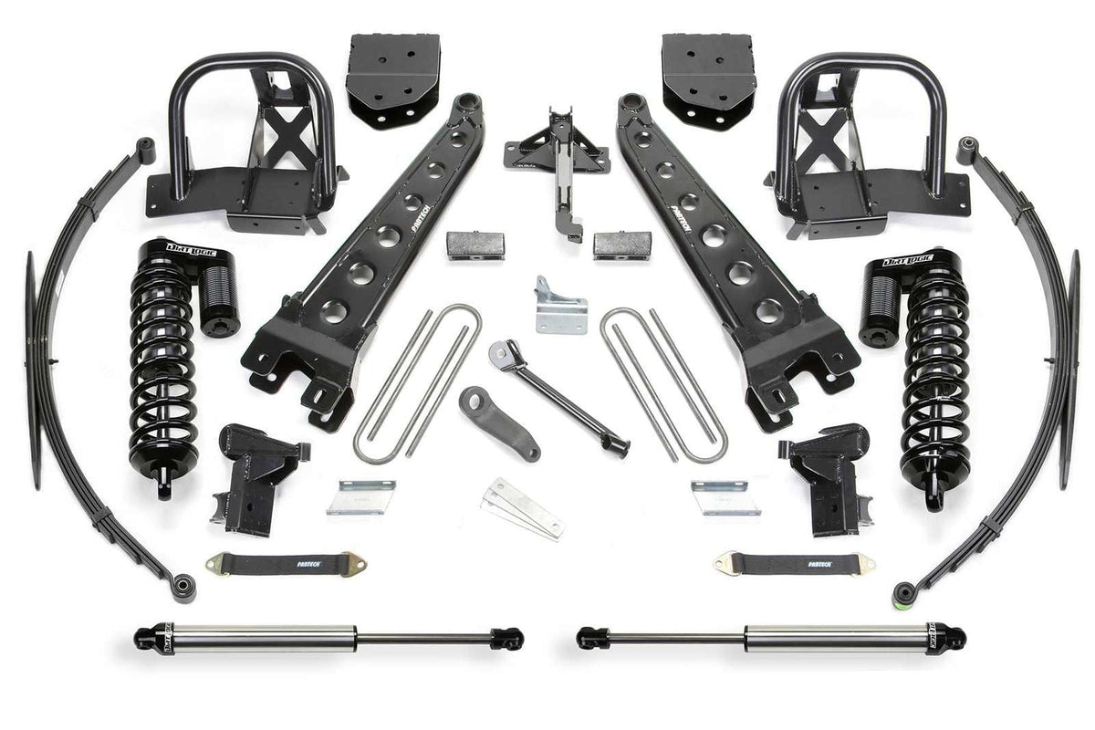 Fabtech 10" Radius Arm System w/Dirt Logic 4.0 Coilovers & Rear 2.25 Shocks Kit for 2008-2016 Ford F250 Super Duty 4WD w/10" lift