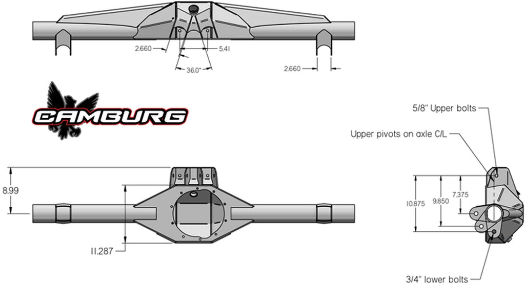 3.50" MIG Prerunner Series 9" Rear Axle A50 Housing