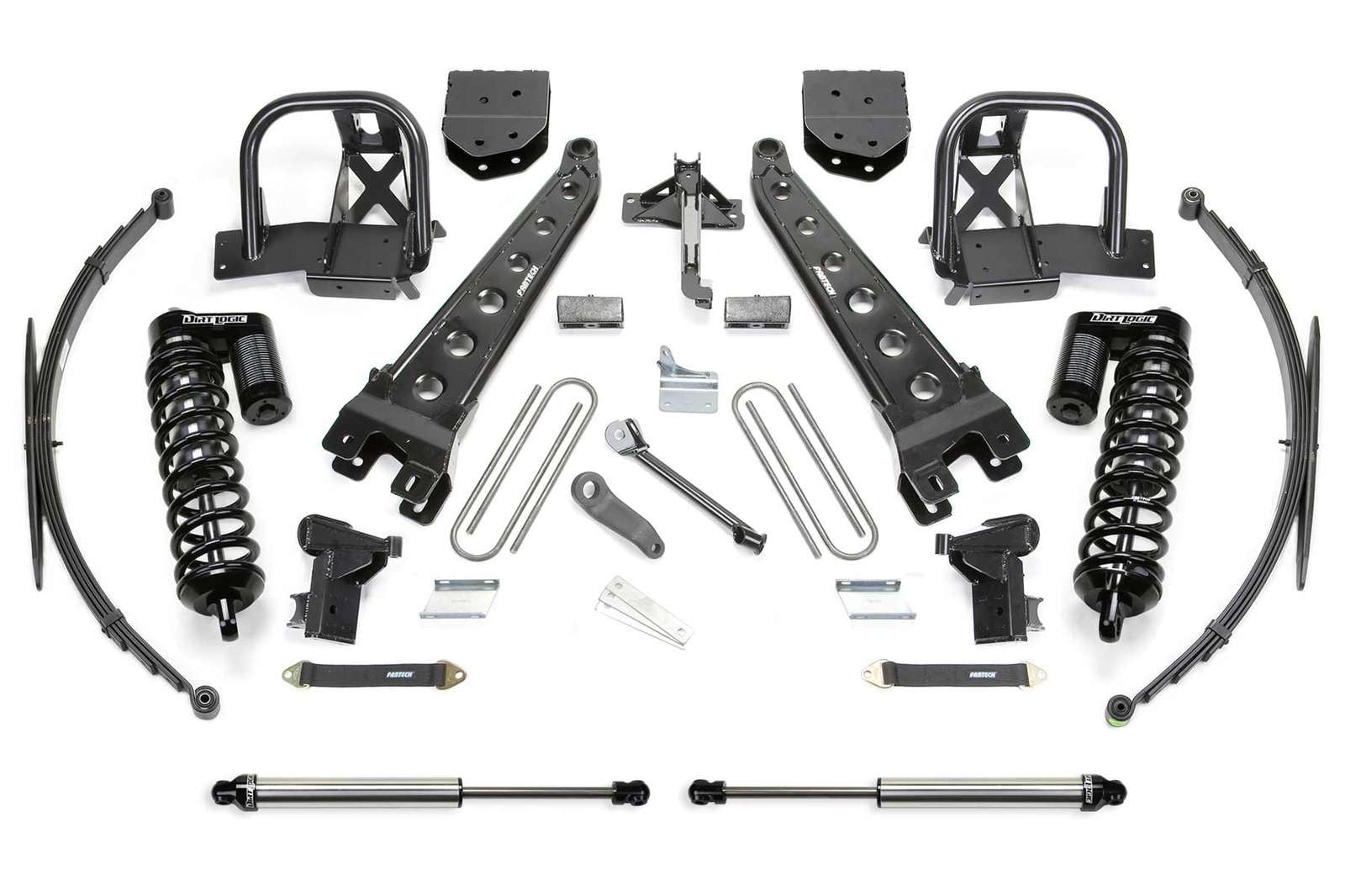 Fabtech 10" Radius Arm System w/Dirt Logic 4.0 Coilovers & Rear 2.25 Shocks Kit for 2008-2016 Ford F350 Super Duty 4WD w/10" lift