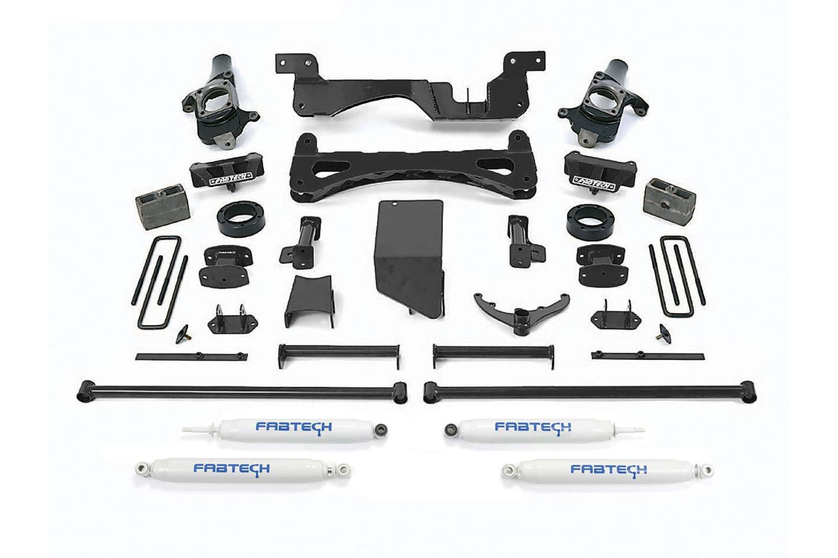 Fabtech 6" Performance System w/Performance Shocks Kit for 2001-2010 Chevrolet Silverado 2500 HD 4WD RWD w/6" lift