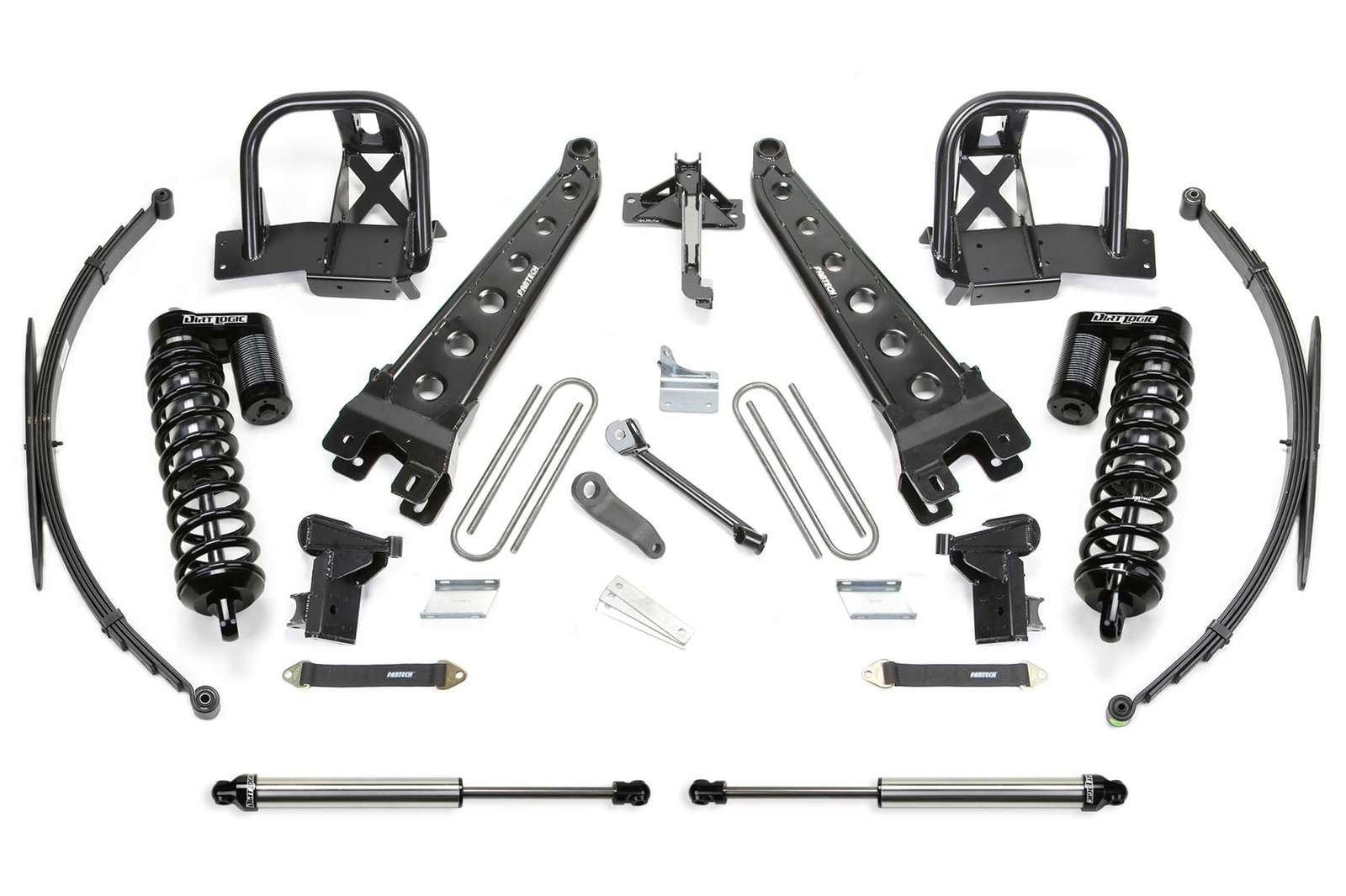 Fabtech 8" Radius Arm System w/Dirt Logic 4.0 Coilovers & Rear 2.25 Shocks Kit for 2008-2016 Ford F250 Super Duty 4WD w/8.0" lift