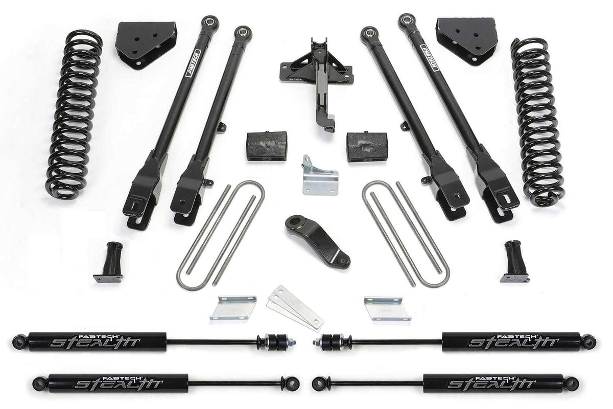 Fabtech 4" 4 Link System w/Stealth Shocks Kit for 2008-2016 Ford F250 Super Duty 4WD w/4" lift