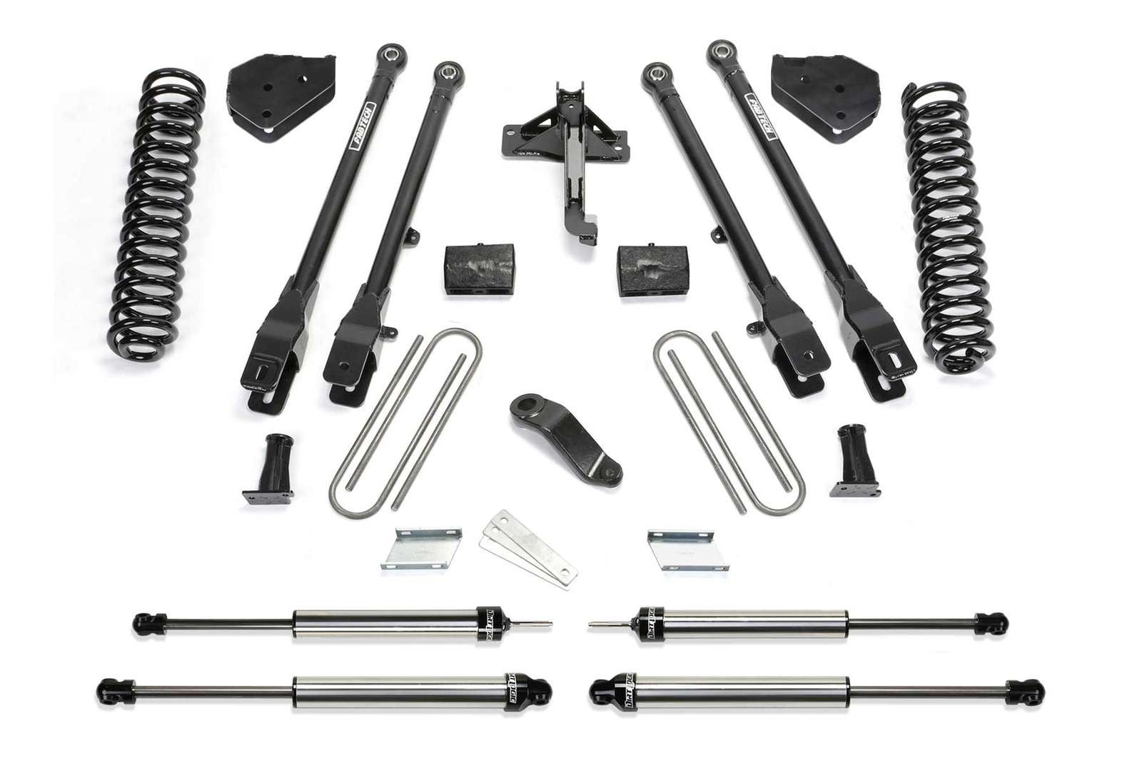 Fabtech 4" 4 Link System w/Dirt Logic Shocks Kit for 2017-2024 Ford F250 Super Duty 4WD w/4" lift