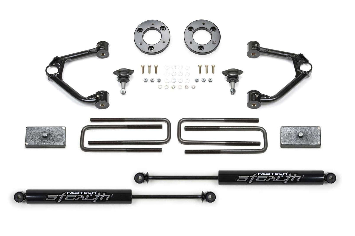 Fabtech 1.5" Ball Joint UCA Lift Kit w/Rear Stealth Shocks for 2019-2024 GMC Sierra 1500 4WD w/1.5" lift