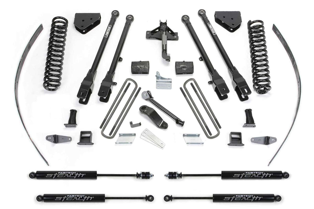 Fabtech 8" 4 Link System w/Stealth Shocks Kit for 2008-2016 Ford F250 Super Duty 4WD w/8.0" lift