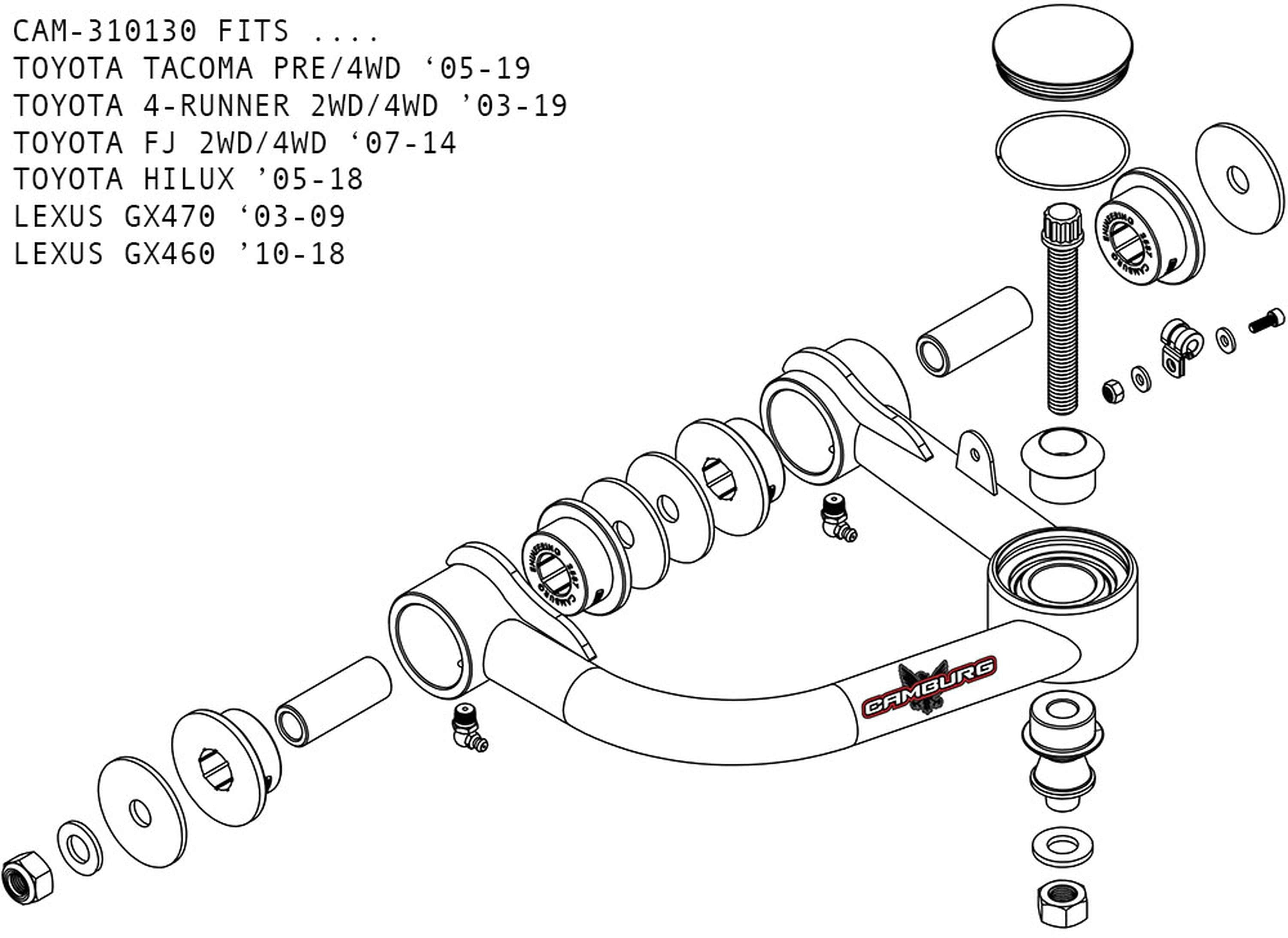 Camburg Lexus GX470 03-09 FOX 2.5 Performance Kit - Tubular X-Joint Series