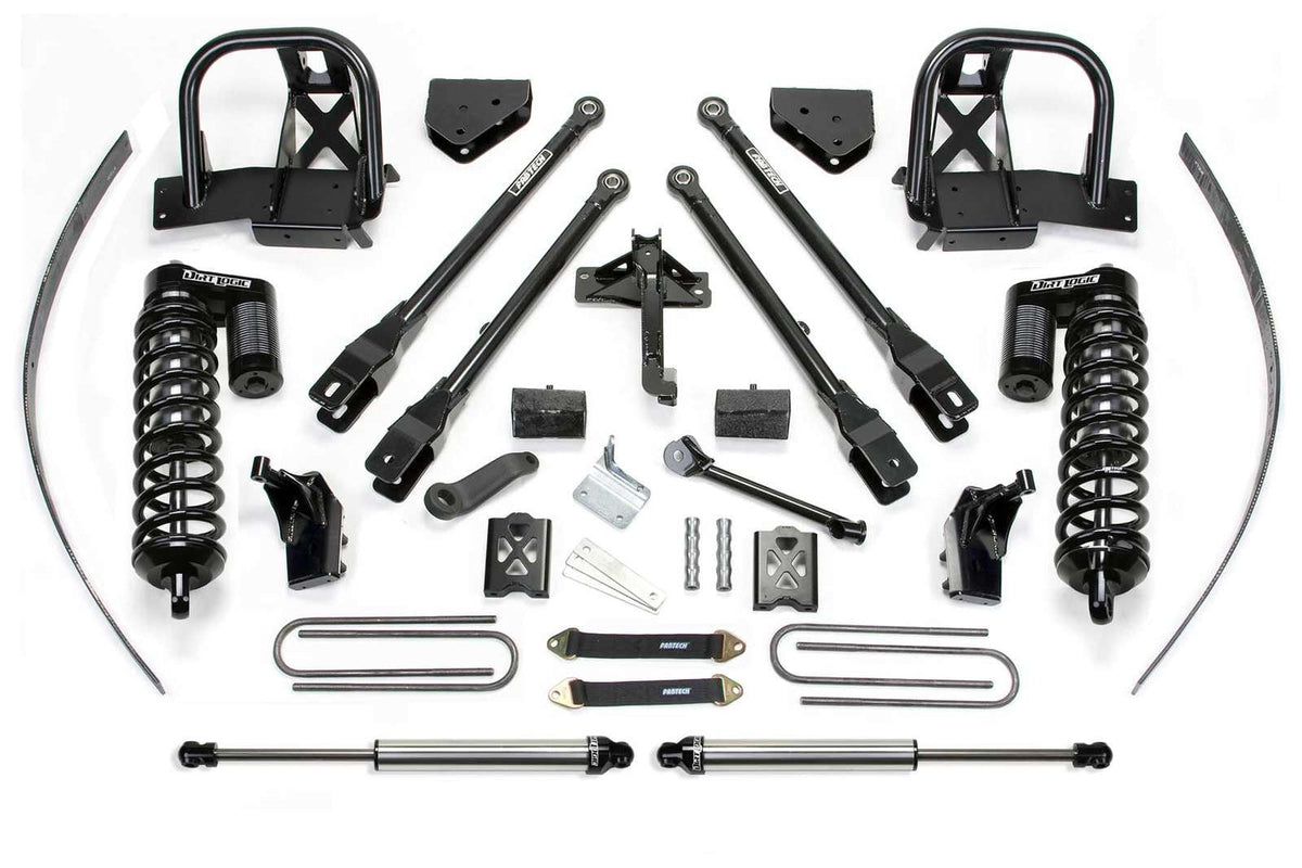 Fabtech 8" 4 Link System w/Dirt Logic 4.0 Coilovers & Rear 2.25 Shocks Kit for 2008-2016 Ford F250 Super Duty 4WD w/8.0" lift w/Overload