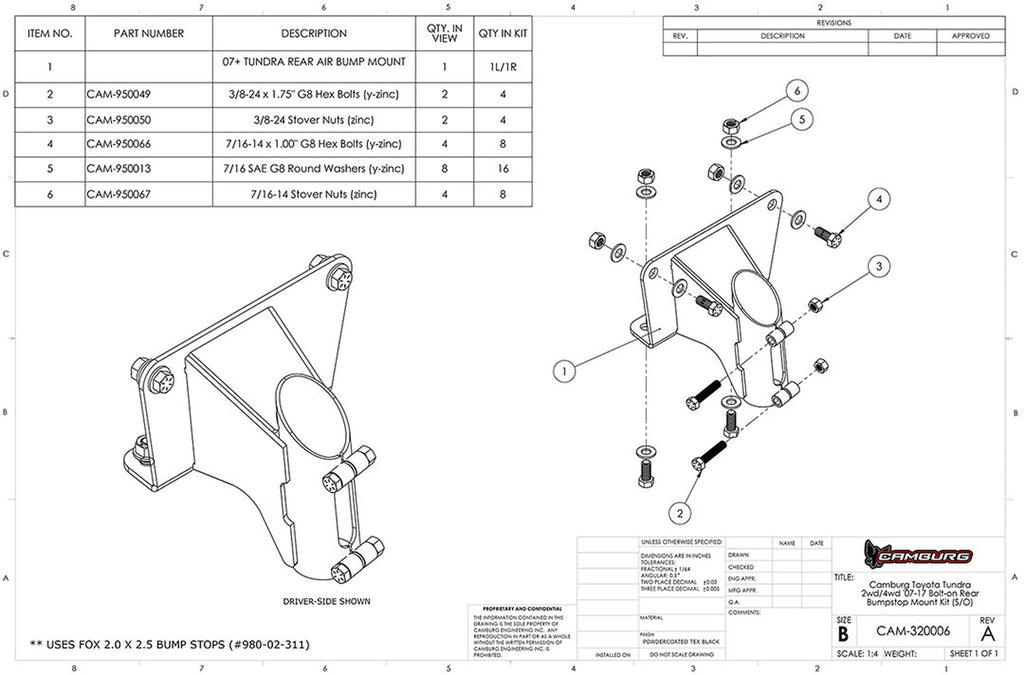 2.00" Spring Over Bolt-on Rear Bump Stop Mount Kit Only