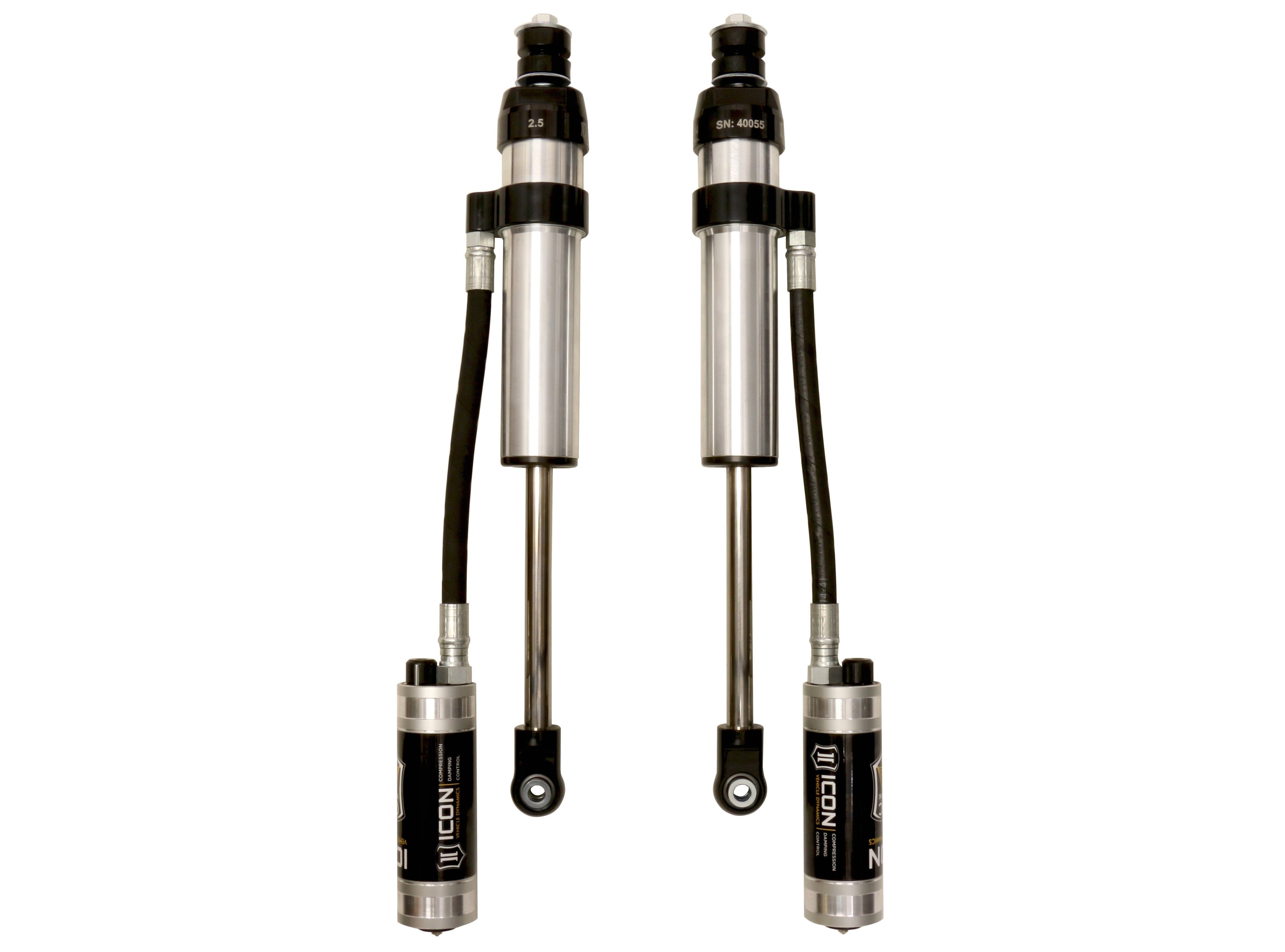 Icon 2.5 Remote Reservoir CDCV Shocks Front Pair for 2005-2019 Ford F250 Super Duty 4WD w/0-3" lift