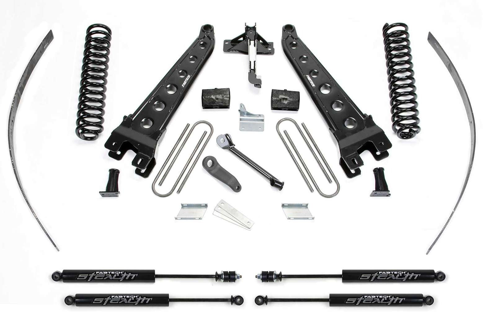 Fabtech 8" Radius Arm System w/Stealth Shocks Kit for 2008-2016 Ford F250 Super Duty 4WD w/8.0" lift