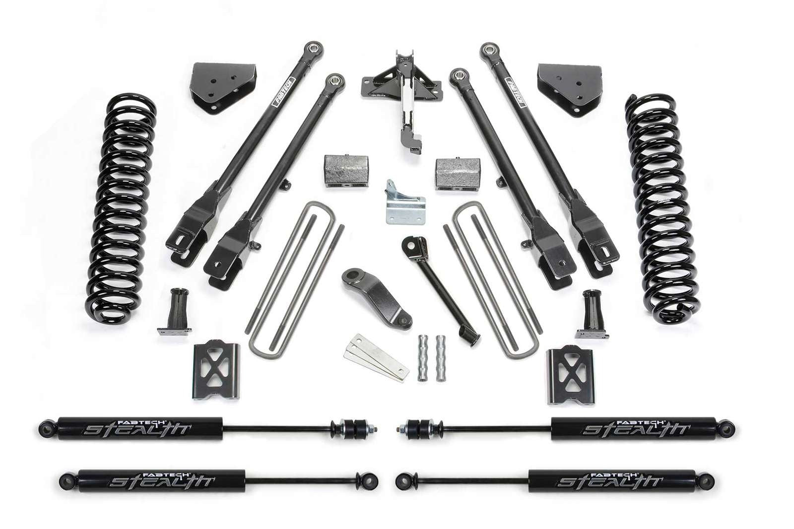 Fabtech 6" 4 Link System w/Stealth Shocks Kit for 1999-2004 Ford F350 Super Duty 4WD w/6" lift