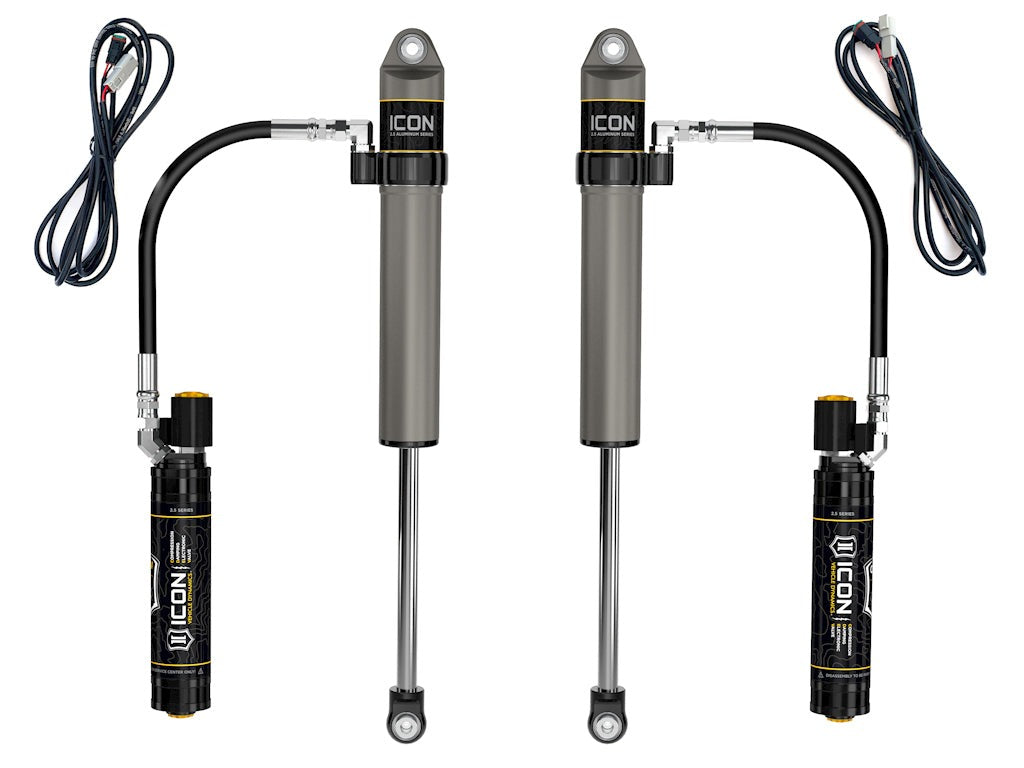 Icon 2.5 Remote Reservoir Shocks Front Pair for 2018-2024 Jeep Wrangler JL w/2.5" lift