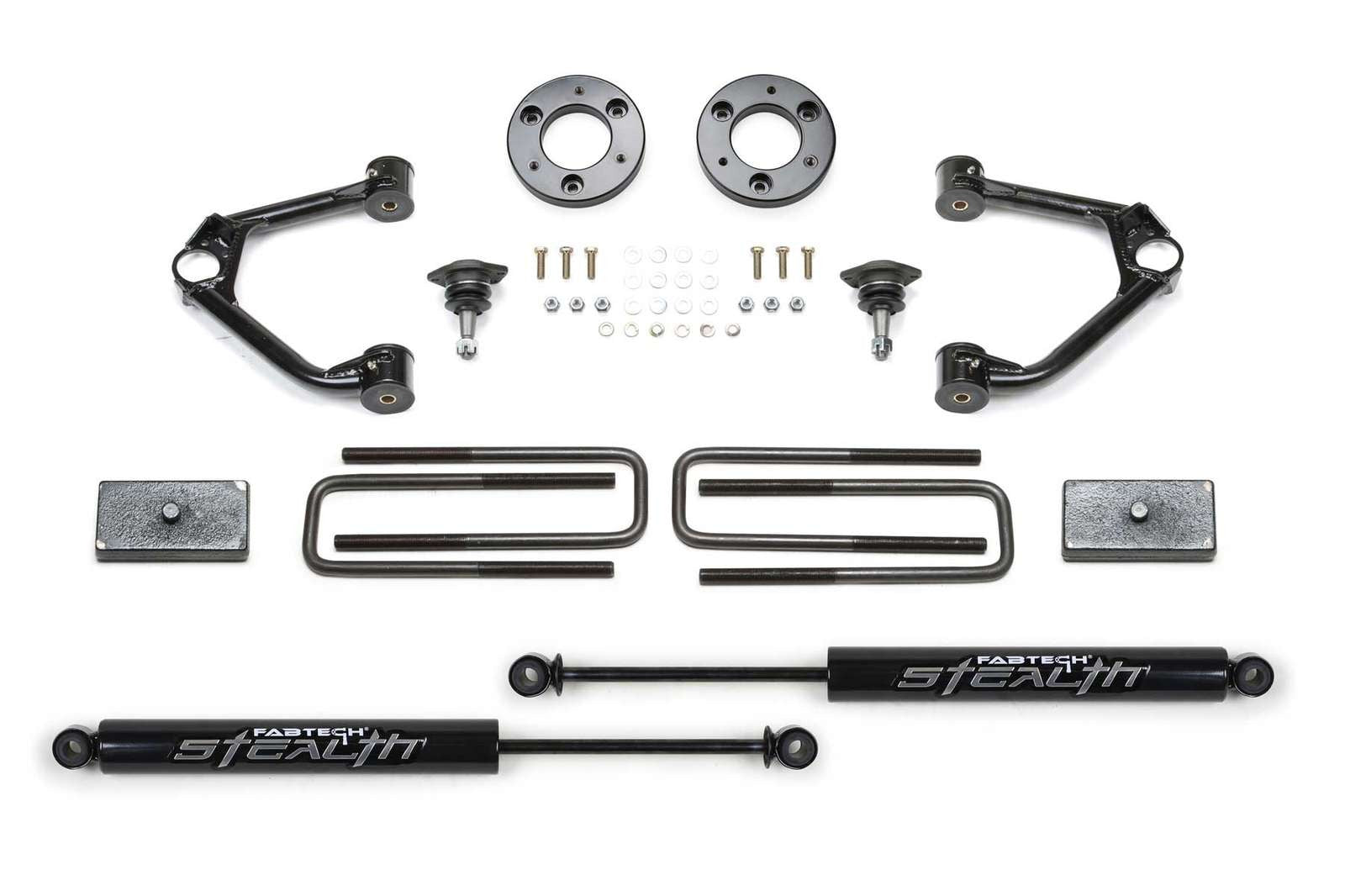 Fabtech 1.5" Ball Joint UCA Lift Kit w/Rear Stealth Shocks for 2019-2024 Chevrolet Silverado 1500 4WD w/1.5" lift