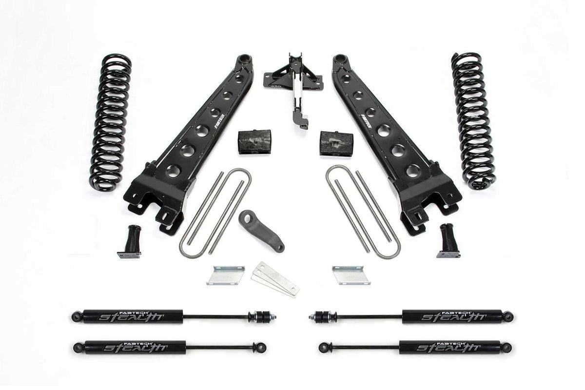 Fabtech 6" Radius Arm System w/Stealth Shocks Kit for 2017-2024 Ford F250 Super Duty 4WD w/6" lift