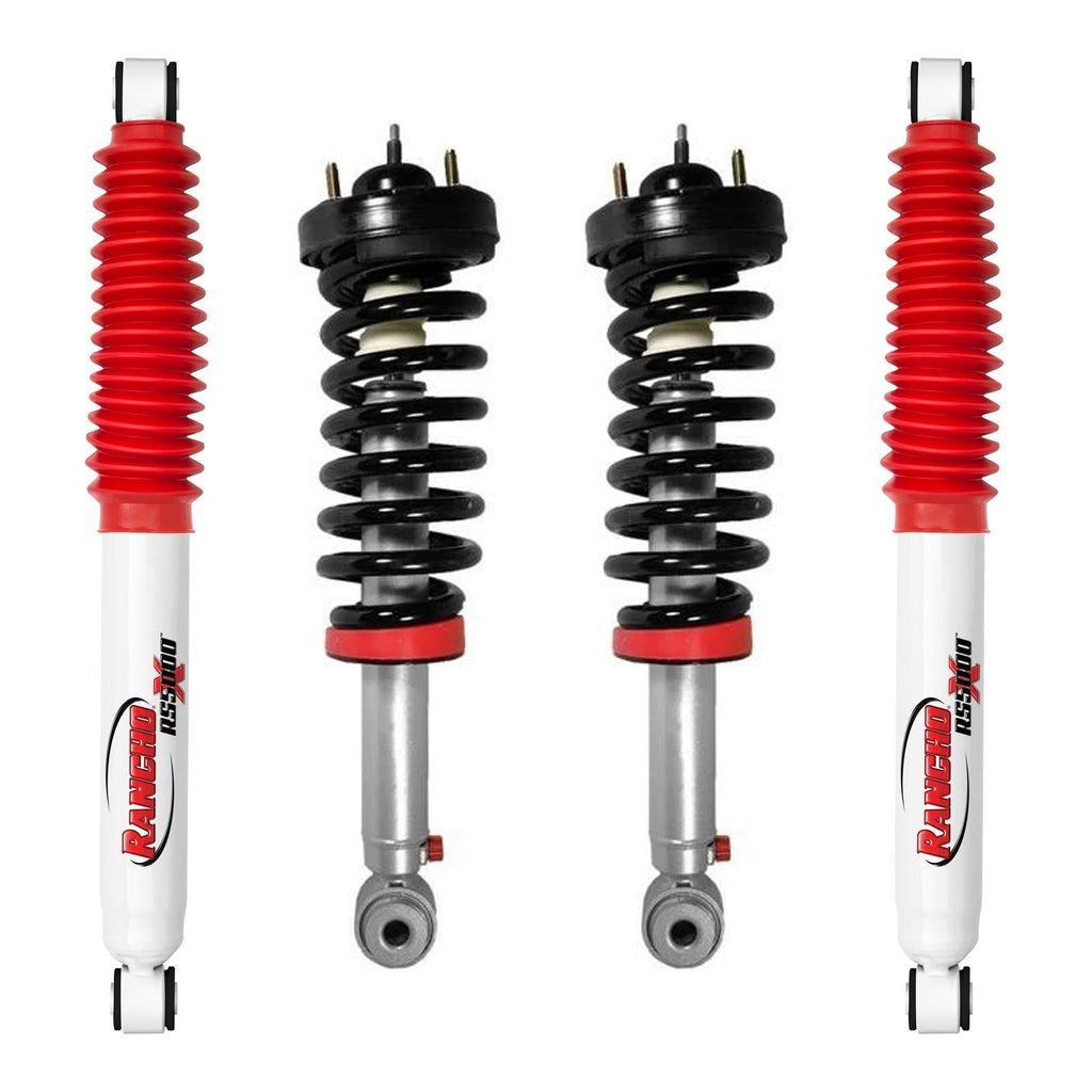 Rancho Quicklift Leveling Strut + Rear RS5000x Gas Shocks Set for 2009-2013 Ford F150 4WD w/0" lift